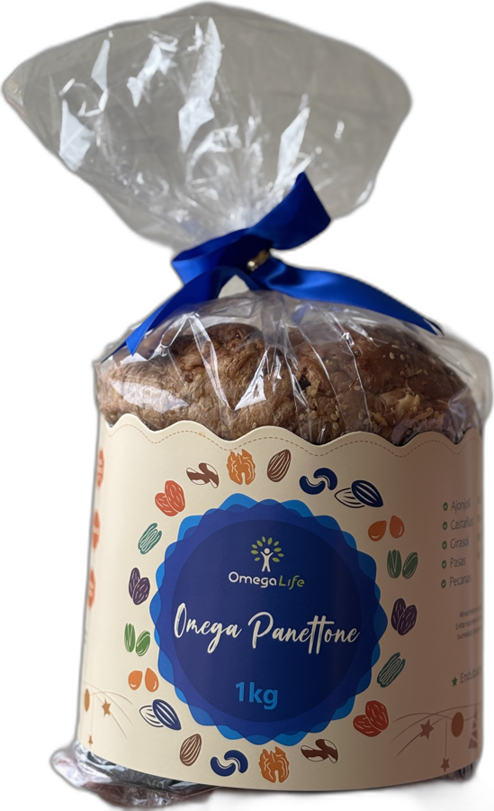 Omega Panettone en caja y en bolsa